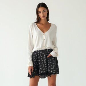 Tripp NYC Black Skirt with White Butterfly Design 18